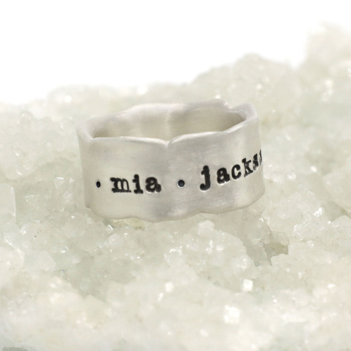 Very fine line ring handcrafted in sterling silver with a satin/antiqued finish customizable with a name