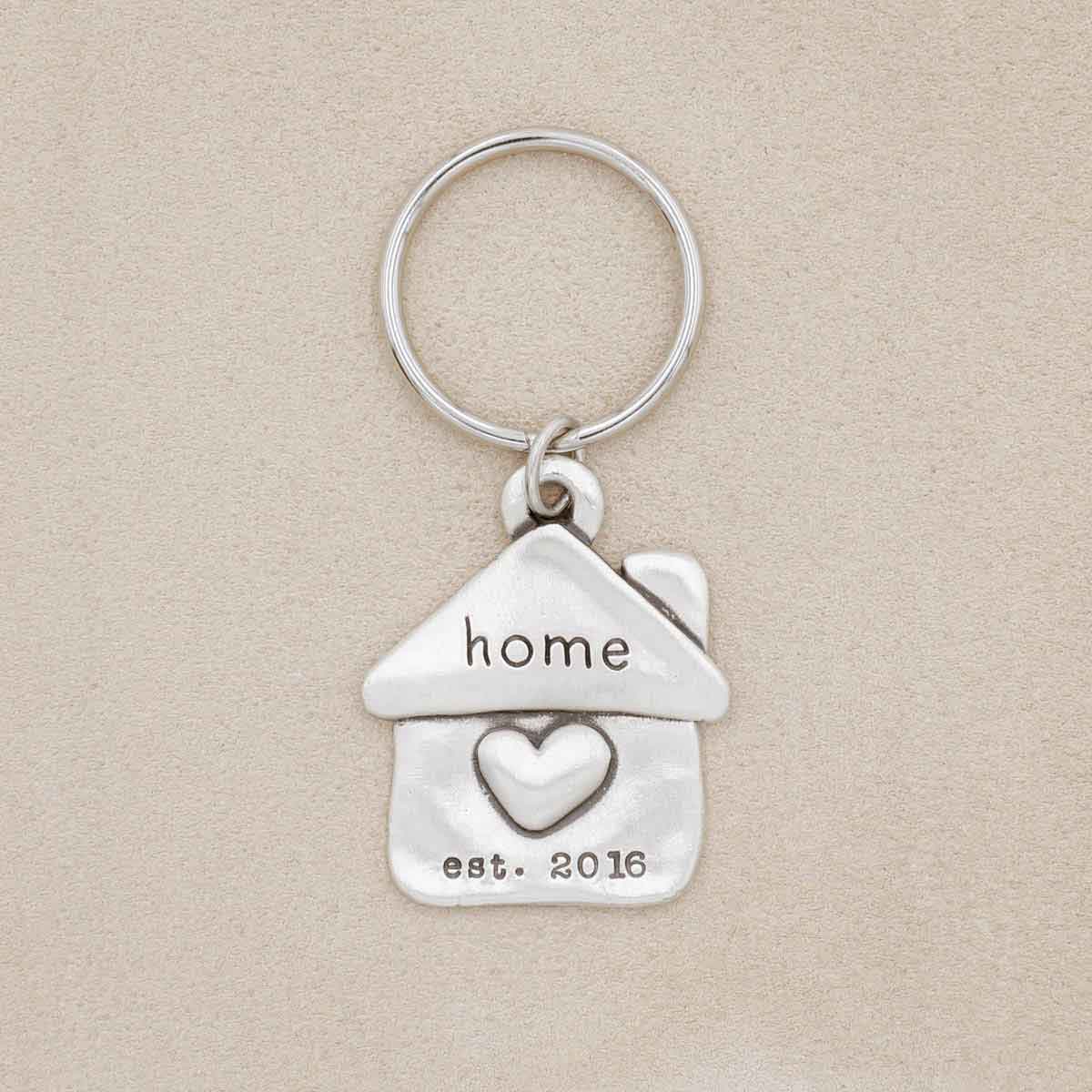 sterling silver personalized We Are Home keychain