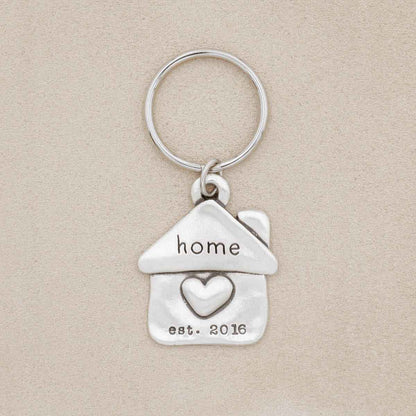 sterling silver personalized We Are Home keychain