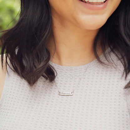 You Are Brave Bar Necklace {Pewter}