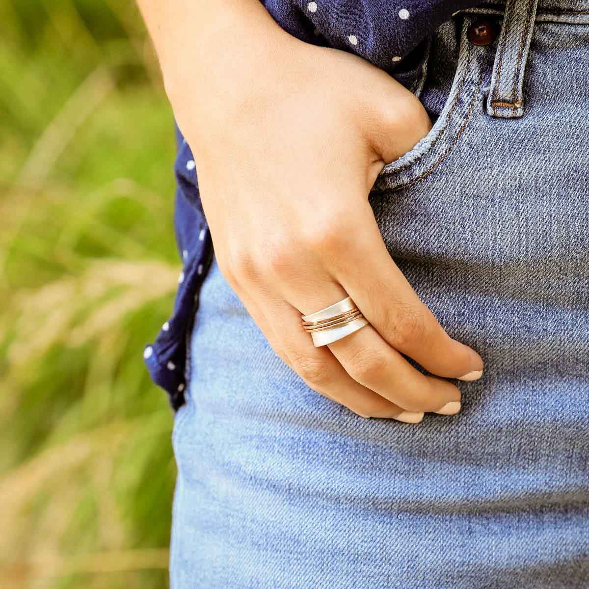 You Have My Heart Spinner Ring {Sterling Silver & Bronze}