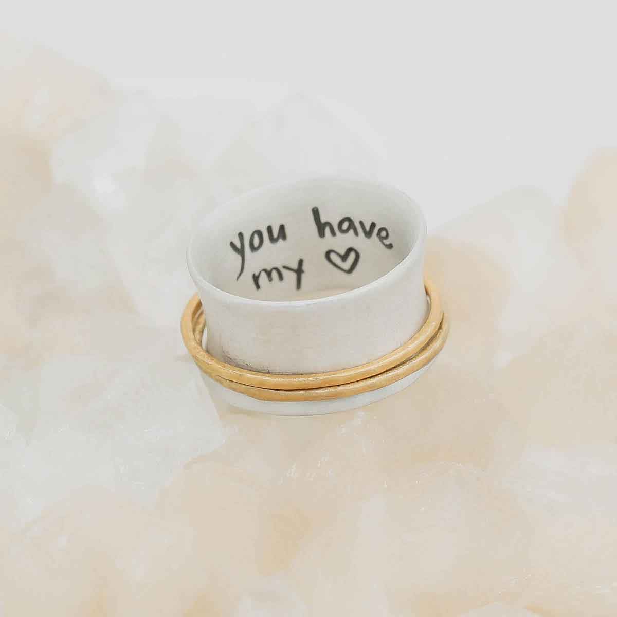 you have my heart spinner ring {sterling silver & 10k gold} on geode