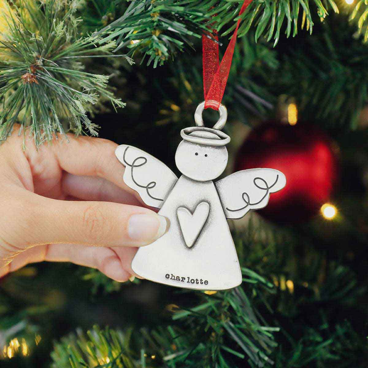 you're my angel ornament on a christmas tree with hand for scale