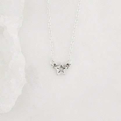 sterling silver your spark necklace with 1.5mm cubic zirconia in each star and strung on silver link chain