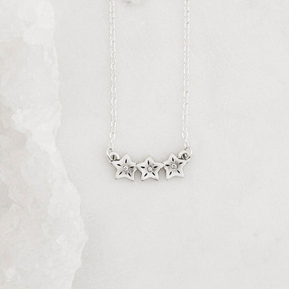 sterling silver your spark necklace with 1.5mm cubic zirconia in each star and strung on silver link chain